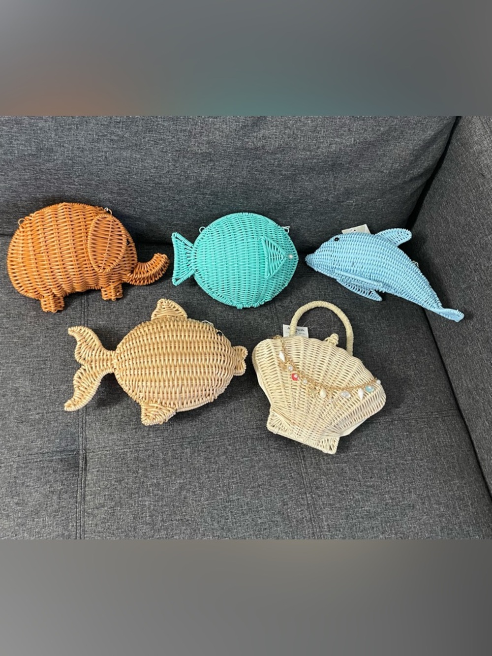 Tik Tok Viral Tommy Bahama Blue Wicker Dolphin Crossbody Shoulder Clutch Bag NWT - Picture 9 of 9